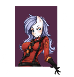 Size: 1247x1292 | Tagged: safe, artist:rainbowstar2015, oc, oc only, oc:lucky duck, species:anthro, species:earth pony, species:pony, anthro oc, breasts, clothing, commission, female, gloves, mare, pyro, solo, team fortress 2