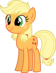 Size: 1039x1363 | Tagged: safe, artist:rustle-rose, character:applejack, species:earth pony, species:pony, episode:where the apple lies, g4, my little pony: friendship is magic, cute, double mane, female, filly, freckles, inkscape, jackabetes, pigtails, simple background, smiling, solo, teenage applejack, teenager, transparent background, twintails, vector, younger