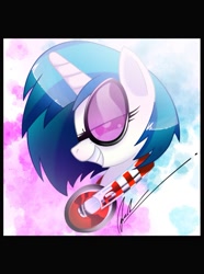Size: 891x1195 | Tagged: safe, artist:twintailsinc, character:dj pon-3, character:vinyl scratch, grin, headphones