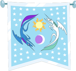 Size: 3206x3000 | Tagged: safe, artist:vectorshy, character:princess celestia, character:princess luna, species:alicorn, species:pony, equestrian flag, flag, royal sisters, simple background, transparent background, vector