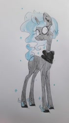 Size: 540x960 | Tagged: safe, artist:miss-racco0n, oc, oc only, oc:spectra, species:pony, species:unicorn, clothing, scarf, solo, traditional art