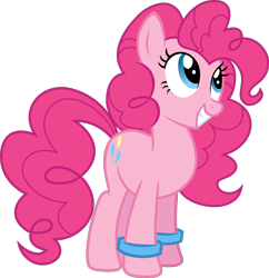 Size: 1926x1990 | Tagged: safe, artist:rustle-rose, character:pinkie pie, species:earth pony, species:pony, my little pony:equestria girls, alternate hairstyle, bracelet, equestria girls ponified, female, grin, mare, ponified, ponified humanized pony, simple background, smiling, solo, transparent background