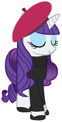 Size: 1344x2616 | Tagged: safe, artist:purplefairy456, character:rarity, beatnik rarity, beret, clothing, female, hat, simple background, solo, sweater, transparent background, turtleneck, vector