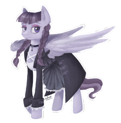 Size: 2520x2554 | Tagged: safe, artist:eljonek, character:inky rose, species:pegasus, species:pony, episode:honest apple, g4, my little pony: friendship is magic, braid, clothing, female, goth, jewelry, mare, simple background, solo, standing, wings