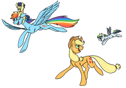 Size: 1024x717 | Tagged: safe, artist:pampoke, character:applejack, character:rainbow dash, oc, oc:apple blossom, oc:static, parent:applejack, parent:rainbow dash, parent:soarin', parents:soarindash, parents:soarinjack, species:earth pony, species:pegasus, species:pony, ship:appledash, colt, female, filly, lesbian, male, mare, offspring, shipping, simple background, sperm donation, transparent background