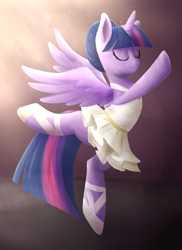 Size: 991x1363 | Tagged: safe, artist:patty-plmh, character:twilight sparkle, character:twilight sparkle (alicorn), species:alicorn, species:pony, episode:a royal problem, g4, my little pony: friendship is magic, backbend, ballerina, bipedal, clothing, eyes closed, female, flexible, leotard, solo, spread wings, tutu, twilarina, wings