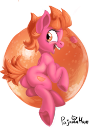 Size: 1009x1421 | Tagged: safe, artist:pajama-ham, oc, oc only, oc:orange slice, species:earth pony, species:pony, female, mare, plot, solo