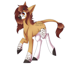 Size: 4200x3500 | Tagged: safe, artist:pinkxei, oc, oc only, oc:zoko, species:pony, absurd resolution, high res, hybrid, male, okapi, raised hoof, simple background, solo, transparent background