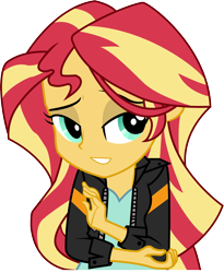 Size: 2364x2885 | Tagged: safe, artist:ahsokafan100, character:sunset shimmer, equestria girls:friendship games, g4, my little pony: equestria girls, my little pony:equestria girls, clothing, cute, female, jacket, simple background, smiling, solo, transparent background, vector