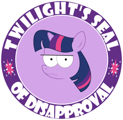 Size: 8300x8100 | Tagged: safe, artist:flizzick, character:twilight sparkle, absurd resolution, angry, disapproval, frown, no, reaction image, seal, seal of approval, seal of disapproval, simple background, transparent background, vector