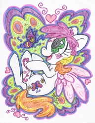 Size: 1280x1668 | Tagged: safe, artist:dolcisprinkles, g3, butterfly, female, g3 to g4, generation leap, heart eyes, honolu-loo, solo, traditional art, wingding eyes