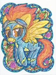 Size: 400x534 | Tagged: safe, artist:dolcisprinkles, character:spitfire, female, heart eyes, solo, tongue out, traditional art, wingding eyes