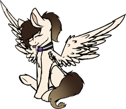 Size: 1024x885 | Tagged: safe, artist:fizzy2014, oc, oc only, oc:roxy, species:pony, collar, eyes closed, female, mare, simple background, solo, spread wings, tongue out, transparent background, wings