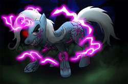 Size: 1000x661 | Tagged: safe, artist:unoservix, character:trixie, species:pony, species:unicorn, electricity, female, glowing eye, mare, solo