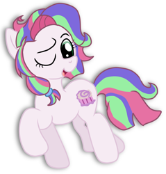 Size: 762x796 | Tagged: safe, artist:doraemonfan4life, character:coconut cream, character:toola roola, species:earth pony, species:pony, episode:fame and misfortune, g4, my little pony: friendship is magic, female, filly, fusion, one eye closed, solo, wink