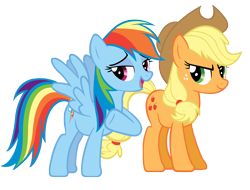 Size: 5000x3797 | Tagged: safe, artist:are-you-jealous, character:applejack, character:rainbow dash, species:earth pony, species:pegasus, species:pony, female, high res, mare, simple background, transparent background, vector