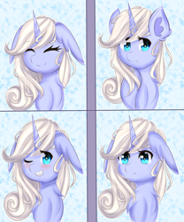 Size: 5000x6000 | Tagged: safe, artist:shimayaeiko, oc, oc only, oc:moonbow, species:pony, species:unicorn, absurd resolution, blushing, crying, cute, embarrassed, expressions, floppy ears, happy, sad, solo, worried, ych result