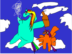 Size: 1508x1138 | Tagged: safe, artist:jacobfoolson, character:rainbow dash, character:scootaloo, 1000 hours in ms paint, alcohol, cigarette, not salmon, smoking, wat, whiskey