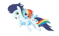 Size: 2061x1280 | Tagged: safe, artist:rebron-y, character:rainbow dash, character:soarin', species:pony, ship:soarindash, female, male, shipping, simple background, straight, transparent background