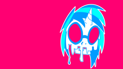 Size: 1920x1080 | Tagged: safe, artist:hackd, character:dj pon-3, character:vinyl scratch, female, melting, skull, solo