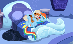 Size: 3724x2231 | Tagged: safe, artist:drpancakees, character:rainbow dash, affection, crossover, cute, growlithe, kissing, licking, pokémon