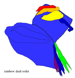 Size: 1146x1189 | Tagged: safe, artist:jacobfoolson, character:rainbow dash, 1000 hours in ms paint, ambiguous gender, op is a duck, solo, toilet, wat, why, world toilet day