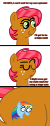 Size: 481x1200 | Tagged: safe, artist:krabbshack, character:babs seed, character:rainbow dash, episode:one bad apple, g4, my little pony: friendship is magic, comic, trolling, vulgar
