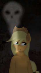 Size: 1250x2200 | Tagged: safe, artist:glittersonyourface, character:applejack, cigarette, smoking