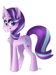 Size: 2400x3200 | Tagged: safe, artist:spindlespice, character:starlight glimmer, species:pony, species:unicorn, chest fluff, female, mare, raised eyebrow, simple background, smiling, solo, transparent background
