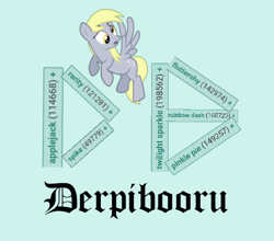 Size: 465x409 | Tagged: safe, artist:dwayneflyer, derpibooru original, character:applejack, character:derpy hooves, character:fluttershy, character:pinkie pie, character:rainbow dash, character:rarity, character:spike, character:twilight sparkle, species:dragon, derpibooru, cute, derpabetes, derpibooru logo, london font, meta, tag art, tags