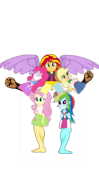 Size: 720x1280 | Tagged: safe, artist:dwayneflyer, character:applejack, character:fluttershy, character:pinkie pie, character:rainbow dash, character:sunset shimmer, character:twilight sparkle, character:twilight sparkle (alicorn), my little pony:equestria girls, combine, fist, fusion, half-life, simple background, transparent background