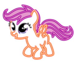 Size: 7239x6062 | Tagged: safe, artist:stay gold, character:scootaloo, absurd resolution, eyestrain warning, female, filly, neon, shine, simple background, solo, transparent background