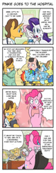 Size: 388x1200 | Tagged: safe, artist:wakyaot34, character:doctor horse, character:doctor stable, character:pinkie pie, character:rainbow dash, character:rarity, character:sweetie belle, 4koma, comic, headless, japanese reading order, modular, pinkie being pinkie, translation