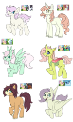 Size: 3000x5000 | Tagged: safe, artist:mississippikite, oc, oc only, parent:double diamond, parent:fleetfoot, parent:fluttershy, parent:soarin', parent:thorax, parent:trouble shoes, parents:blueshy, parents:soarinshy, parents:thoraxshy, parents:troubleshy, species:changepony, species:earth pony, species:pegasus, species:pony, species:unicorn, female, interspecies offspring, magical lesbian spawn, mare, offspring, parents:diamondshy, parents:fleetshy, simple background, white background