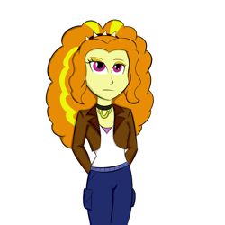 Size: 1500x1500 | Tagged: safe, artist:xethshade, character:adagio dazzle, my little pony:equestria girls, cargo pants, clothing, female, hands behind back, jacket, jewelry, necklace, pants, shirt, simple background, solo, white background