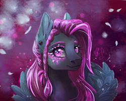 Size: 1365x1099 | Tagged: safe, artist:alina-sherl, oc, oc only, species:pegasus, species:pony, ear piercing, female, makeup, mare, piercing, smiling, solo