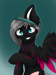 Size: 385x514 | Tagged: safe, artist:pinkdolphin147, oc, oc only, oc:butterfly wing, species:pegasus, species:pony, colored wings, colored wingtips, female, mare, solo