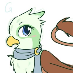 Size: 500x500 | Tagged: safe, artist:yosixi, character:greta, species:griffon, female, simple background, solo, white background