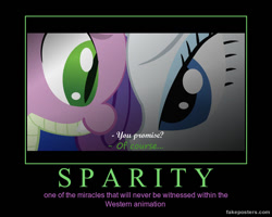 Size: 600x480 | Tagged: safe, artist:stay gold, artist:thepokemontrainer, character:rarity, character:spike, species:dragon, species:pony, species:unicorn, ship:sparity, anti-shipping, demotivational poster, dialogue, facing each other, female, grammar error, male, meme, op is a duck, shipping, straight, text