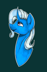 Size: 1024x1568 | Tagged: safe, artist:eggymy, character:trixie, species:pony, bust, female, green background, portrait, simple background, solo