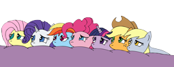 Size: 3366x1302 | Tagged: safe, artist:zefrenchm, character:applejack, character:derpy hooves, character:fluttershy, character:pinkie pie, character:rainbow dash, character:rarity, character:twilight sparkle, alternate mane seven, mane six, simple background, transparent background