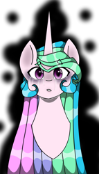 Size: 1024x1788 | Tagged: safe, artist:eggymy, character:princess celestia, species:pony, bust, crying, female, pinklestia, portrait, solo