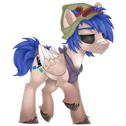 Size: 800x803 | Tagged: safe, artist:mlpdarksparx, oc, oc only, species:pegasus, species:pony, bandaid, clothing, male, raffle prize, raised hoof, simple background, solo, transparent background, unshorn fetlocks