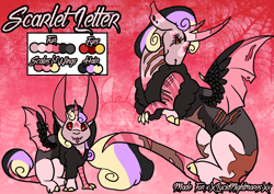Size: 2232x1584 | Tagged: safe, artist:thebigearredbat, oc, oc only, oc:scarlet letter, parent:discord, parent:princess cadance, parents:discodance, interspecies offspring, offspring, red background, simple background, solo