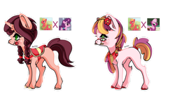 Size: 1024x576 | Tagged: safe, artist:posey-11, character:big mcintosh, character:cheerilee, character:sugar belle, oc, parent:big macintosh, parent:cheerilee, parent:sugar belle, parents:cheerimac, parents:sugarmac, species:earth pony, species:pony, species:unicorn, candy, female, food, glasses, lollipop, mare, mouth hold, offspring, pencil, saddle, siblings, simple background, sisters, tack, transparent background