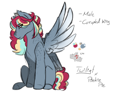Size: 1600x1200 | Tagged: safe, artist:jaysey, oc, oc only, parent:pinkie pie, parent:twilight sparkle, parents:twinkie, species:pegasus, species:pony, crown, jewelry, magical lesbian spawn, male, offspring, regalia, simple background, solo, spread wings, stallion, transparent background, wings