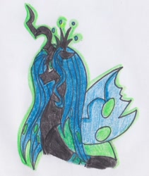 Size: 774x917 | Tagged: safe, artist:draw1709, character:queen chrysalis, species:changeling, changeling queen, female, solo, traditional art