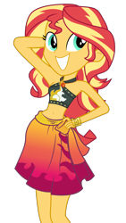Size: 1688x3000 | Tagged: safe, artist:ahsokafan100, character:sunset shimmer, equestria girls:forgotten friendship, g4, my little pony: equestria girls, my little pony:equestria girls, adorasexy, belly button, bikini, clothing, cute, female, midriff, pose, sexy, shimmerbetes, simple background, smiling, solo, stomach, swimsuit, transparent background, vector