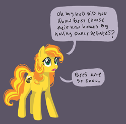 Size: 714x700 | Tagged: safe, artist:dimespin, character:bumblesweet, character:honeybuzz, species:earth pony, species:pony, dialogue, female, mare, simple background, solo, speech bubble