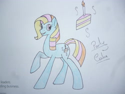 Size: 4320x3240 | Tagged: safe, artist:thr3eguess3s, oc, oc:party cake, parent:carrot cake, parent:cup cake, parents:carrot cup, species:earth pony, species:pony, female, mare, offspring, solo, traditional art